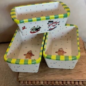 Temptations Holiday Ovenware by Tara Winter penguins 12 oz Mini Loaf Pans (3)